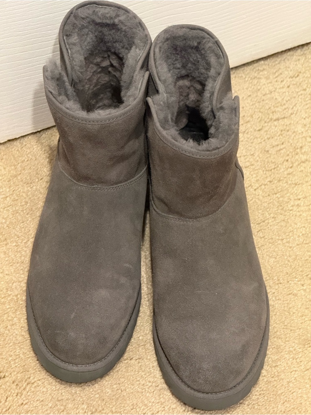 UGG Gray Suede Short Shearling Boots